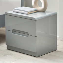 Julian Bowen Manhattan 2 Drawer Grey Bedside Table - thumbnail 1