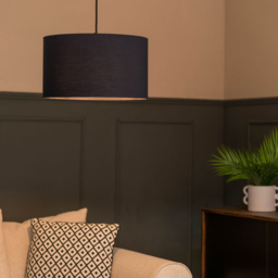 ValueLights Reni Navy Fabric Drum Ceiling Lamp Shade 35cm - thumbnail 3