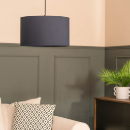 ValueLights Reni Navy Fabric Drum Ceiling Lamp Shade 35cm - thumbnail 2