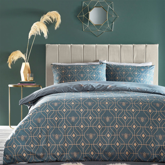 furn. Bee Deco Double French Blue Duvet Set - image 1