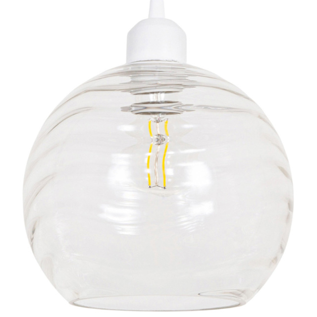 Happy Homewares Designer Clear Circular Ribbed Glass Non Electric Ceiling Pendant Shade - image 1