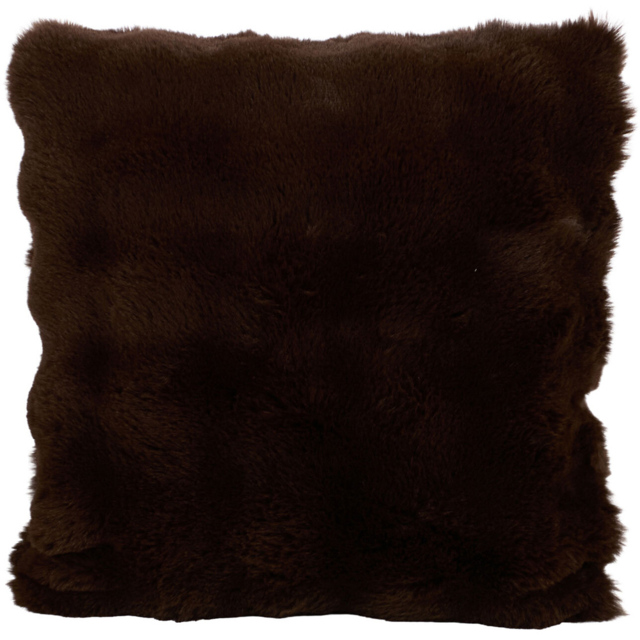 Meribel Plush Faux Fur Cushion Chocolate - image 1