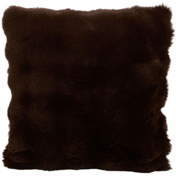 Meribel Plush Faux Fur Cushion Chocolate - thumbnail 1