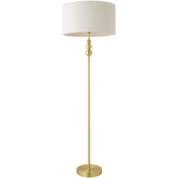 ValueLights Marissa Reni Cream Boucle Shade and Gold Ball LED Floor Lamp