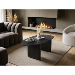 SOLACE+CO Emil Black Glass Oval Coffee Table - thumbnail 4