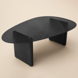 SOLACE+CO Emil Black Glass Oval Coffee Table - thumbnail 2