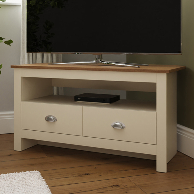 GFW Lancaster 2 Drawer Cream Corner TV Unit - image 1