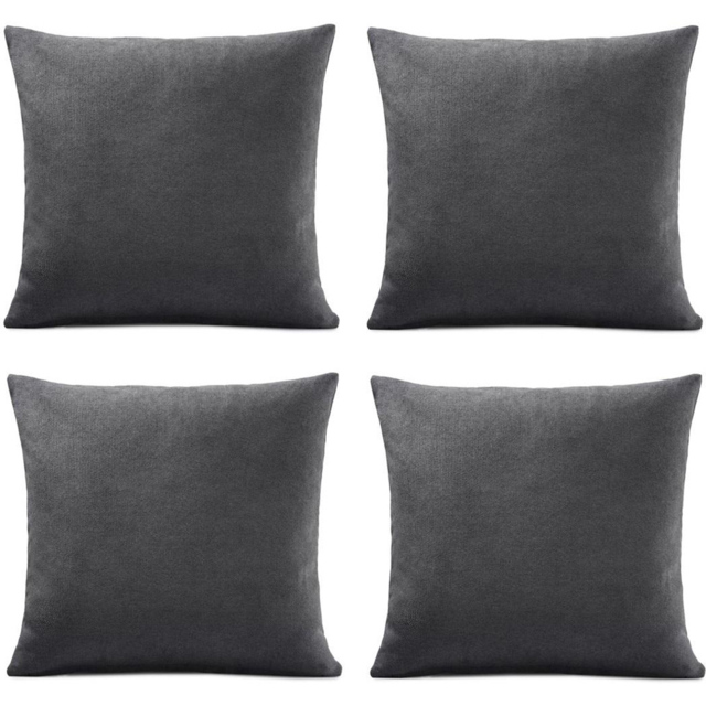 Alan Symonds Plain Velvet Chenille Slate Cushion with Polyester Filled Pad 45 x 45cm 4 Pack