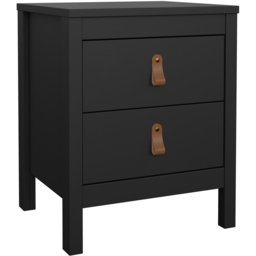 Florence Barcelona 2 Drawer Matt Black Bedside Table - thumbnail 2