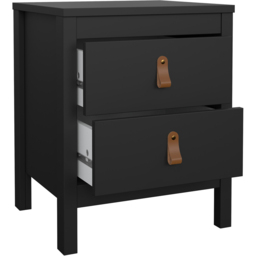 Florence Barcelona 2 Drawer Matt Black Bedside Table - thumbnail 4