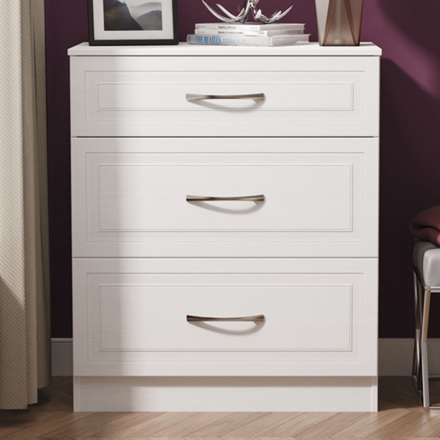 Crowndale Dorset 3 Drawer Signature White Deep Chest of Drawers Ready Assembled - image 1