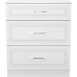 Crowndale Dorset 3 Drawer Signature White Deep Chest of Drawers Ready Assembled - thumbnail 2