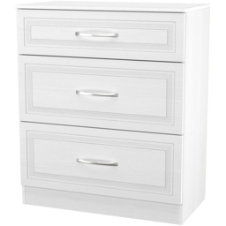 Crowndale Dorset 3 Drawer Signature White Deep Chest of Drawers Ready Assembled - thumbnail 4