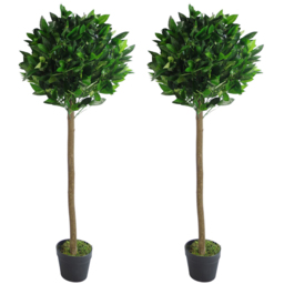Leaf Plain Stem Topiary Bay Laurel Ball Artificial Tree in Pot 120cm 2 Pack