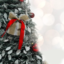 Noel Square Warm White LED Pre-Decorated Artificial Xmas tree with Baubles and Bows 3.9ft - thumbnail 3