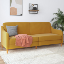 Dorel Jasper 3 Seater Mustard Linen Sprung Sofa Bed - thumbnail 1
