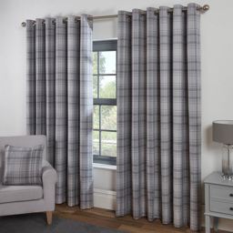 Divante Hatfield Check Grey Blackout Curtains 183 x 168cm - thumbnail 1