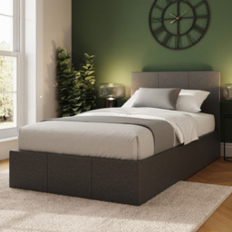 GFW Single Silver End Lift Ottoman Bed with Stitched Headboard