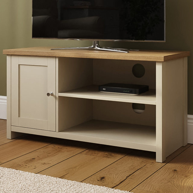 GFW Lancaster Single Door 2 Shelf Cream Small TV Cabinet - image 1