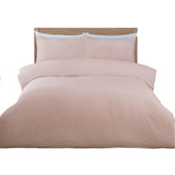 Seersucker Washable Duvet Set Blush Superking - thumbnail 2