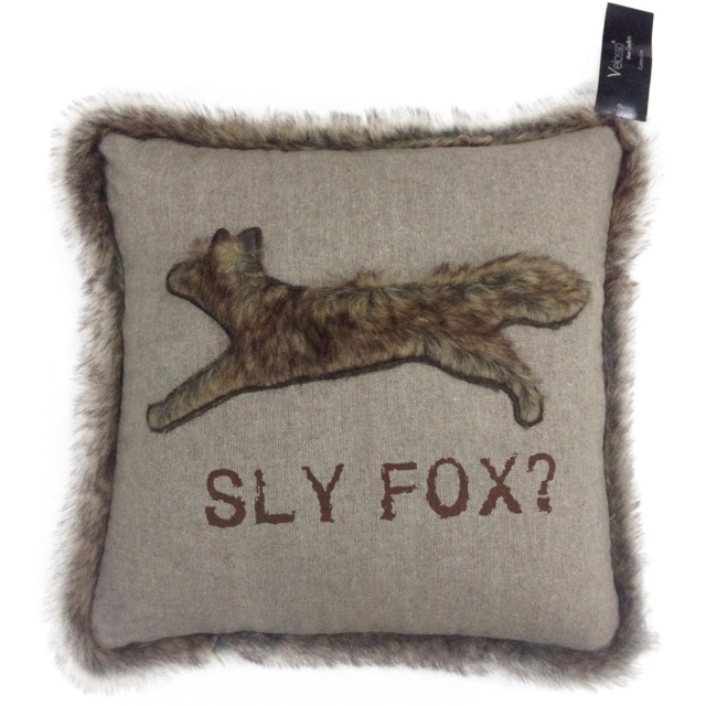 Velosso Fur Trim Sly Fox Filled Cushion 43 x 43cm 2 Pack - image 1