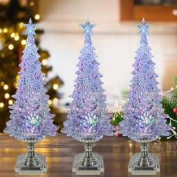 Clear Spinning LED Christmas Tree 2 Pack - thumbnail 1
