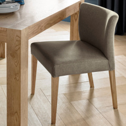 Bentley Designs Turin Light Oak Black Gold Low Back Upholstered Chair Set of 2