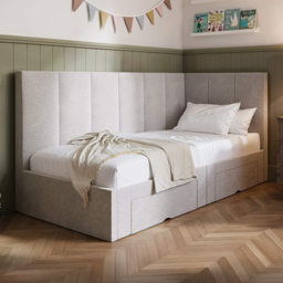 Flair Harley Beige Boucle Bed Frame with Storage - thumbnail 1