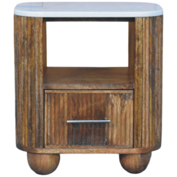 Artisan Furniture Beaumont Golden Teak Single Drawer Single Shelf Marble Top Bedside Table - thumbnail 2