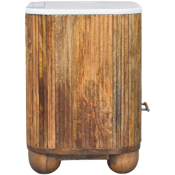 Artisan Furniture Beaumont Golden Teak Single Drawer Single Shelf Marble Top Bedside Table - thumbnail 4