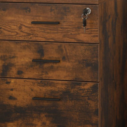 Brown 3 Drawer Wooden Filing Cabinet - thumbnail 2
