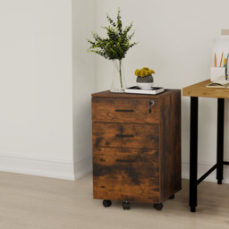 Brown 3 Drawer Wooden Filing Cabinet
