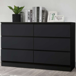 Oslo 6 Drawer Black Chest of Drawers - thumbnail 1