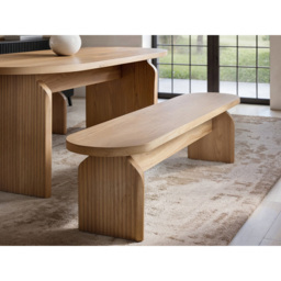 SOLACE+CO Varm Oak 3 Seater Ribbed Dining Bench - thumbnail 2