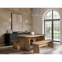 SOLACE+CO Varm Oak 3 Seater Ribbed Dining Bench - thumbnail 4