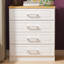 Crowndale Kent White Ash and Modern Oak 4 Drawer Chest of Drawers Ready Assembled