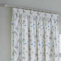 Wylder Nature Meadow Lined Pencil Pleat Curtains White and Cornflower 229 x 183cm - thumbnail 2