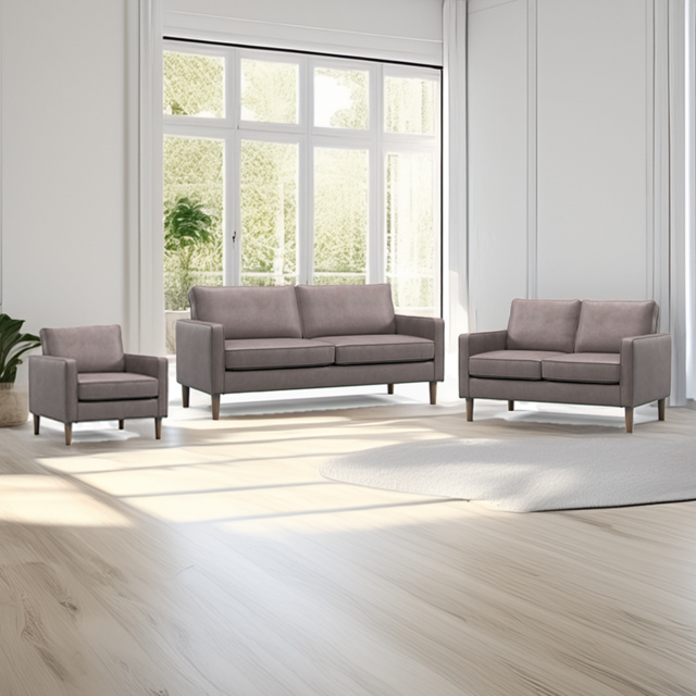 Bexhill Grey Faux Leather 6 Seater Sofa Suite - image 1