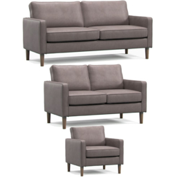 Bexhill Grey Faux Leather 6 Seater Sofa Suite - thumbnail 2