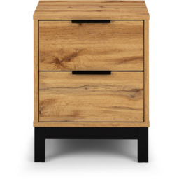 Julian Bowen Bali 2 Drawer Modern Oak Effect Bedside Table - thumbnail 3