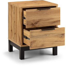 Julian Bowen Bali 2 Drawer Modern Oak Effect Bedside Table - thumbnail 4