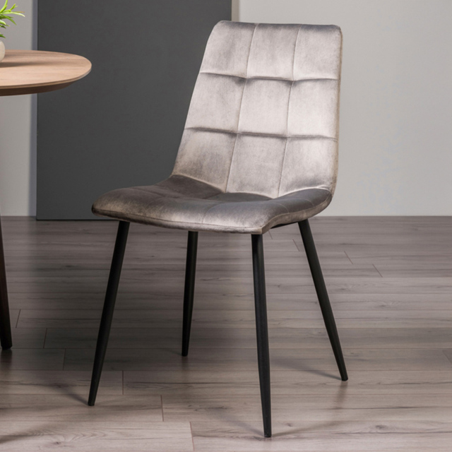 Bentley Designs Mondrian Grey Velvet Dining Chair Set of 2 - image 1