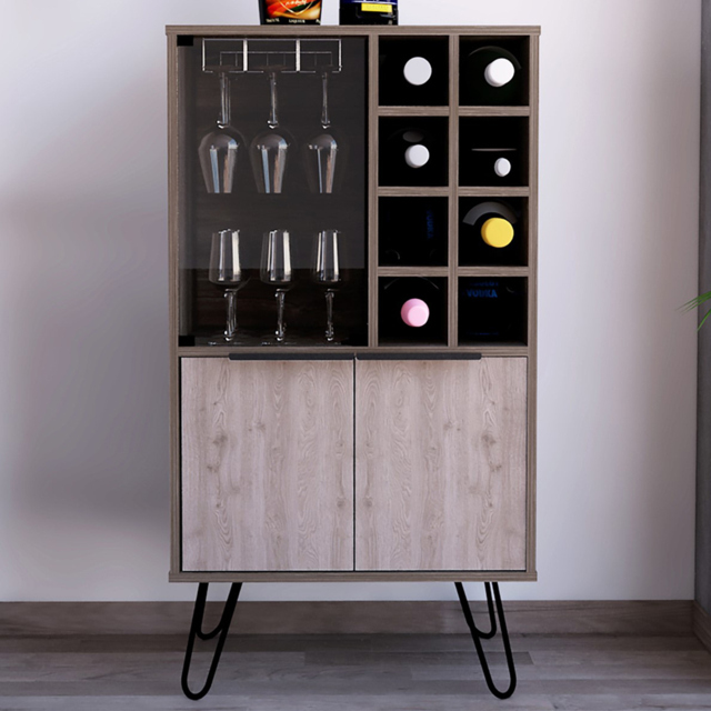 Core Products Nevada 3 Doors Smoke Oak Mirrored Wine Cabinet - image 1