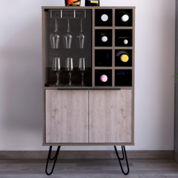 Core Products Nevada 3 Doors Smoke Oak Mirrored Wine Cabinet - thumbnail 1