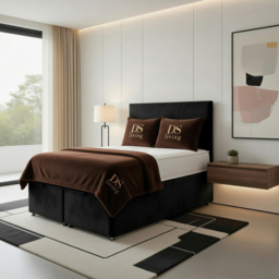 DS Living Prima King Size Black Plush Divan Bed - thumbnail 3