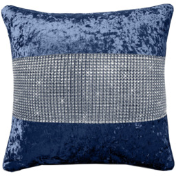 Intimates Diamante Crushed Velvet Navy Filled Cushion 43 x 43cm 2 Pack - thumbnail 1