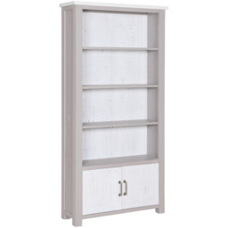 Baumhaus Greystone 2 Door 4 Shelf White Open Bookcase - thumbnail 2