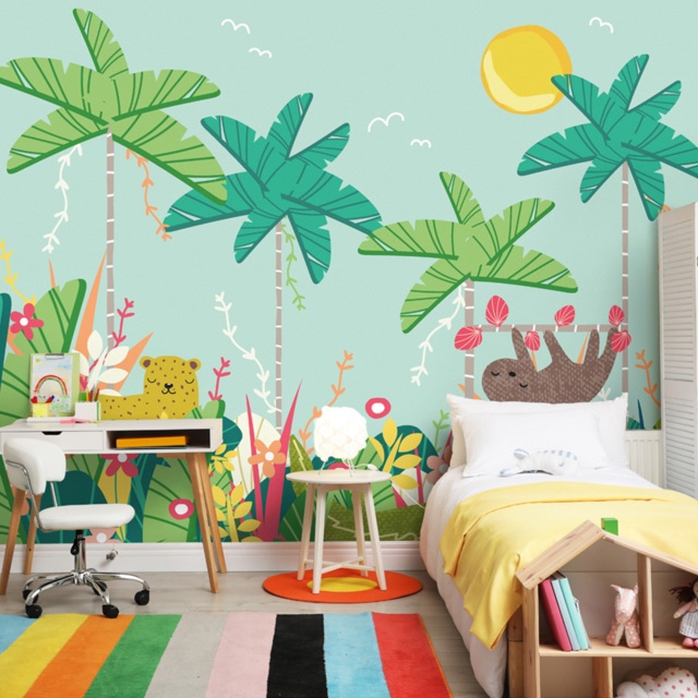 Origin Murals Jungle Animals Blue Wall Mural - image 1
