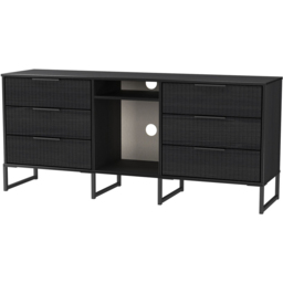Crowndale Fluted 6 Drawer Black Ash Wide TV Sideboard Ready Assembled - thumbnail 4