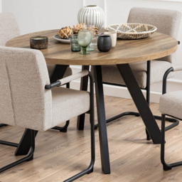 Florence Zalida 8 Seater Round Dining Table Oak